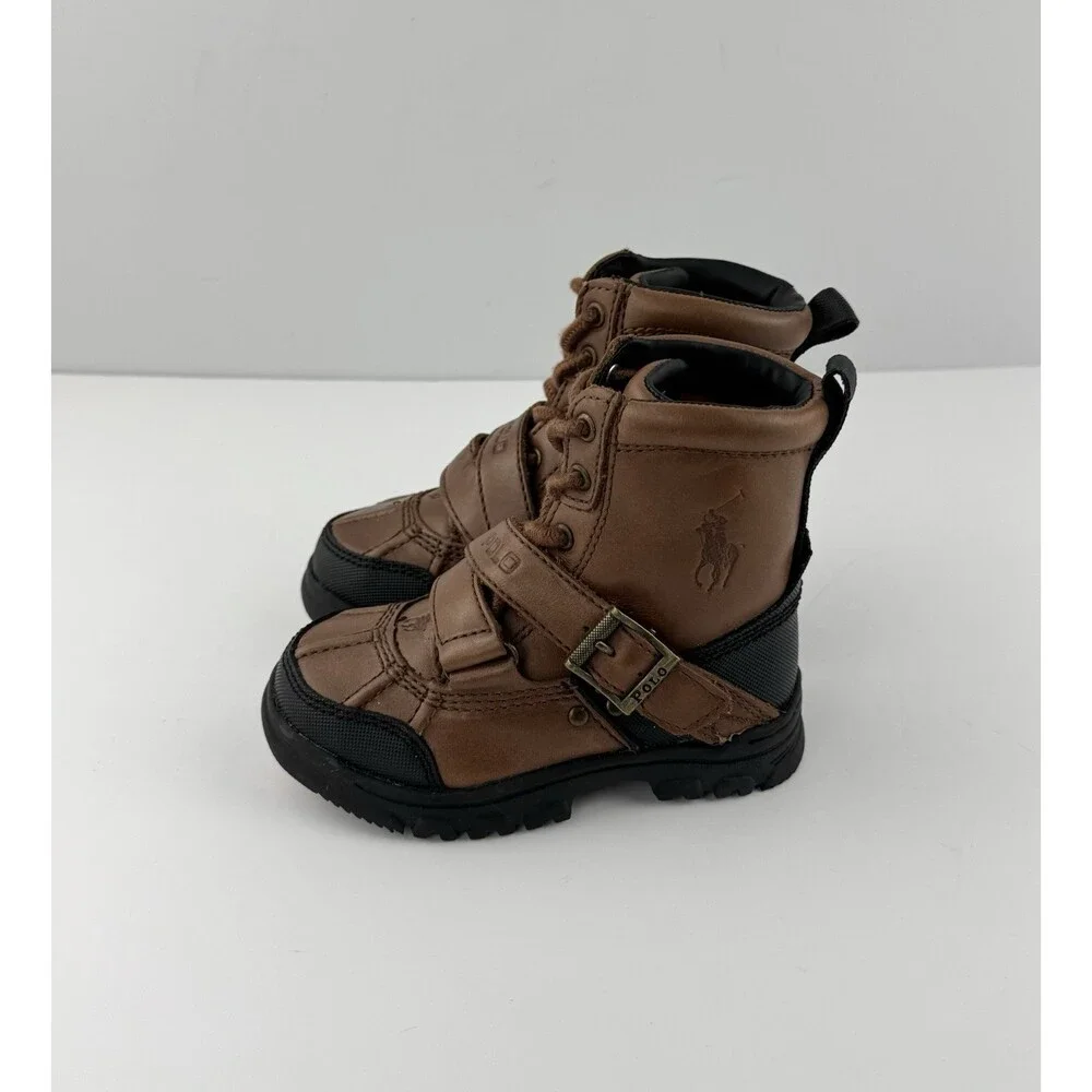 NEW Polo Ralph Lauren Shoes Brandy Holden Leather Hi Brown Boots TODDLER Sz 7 C